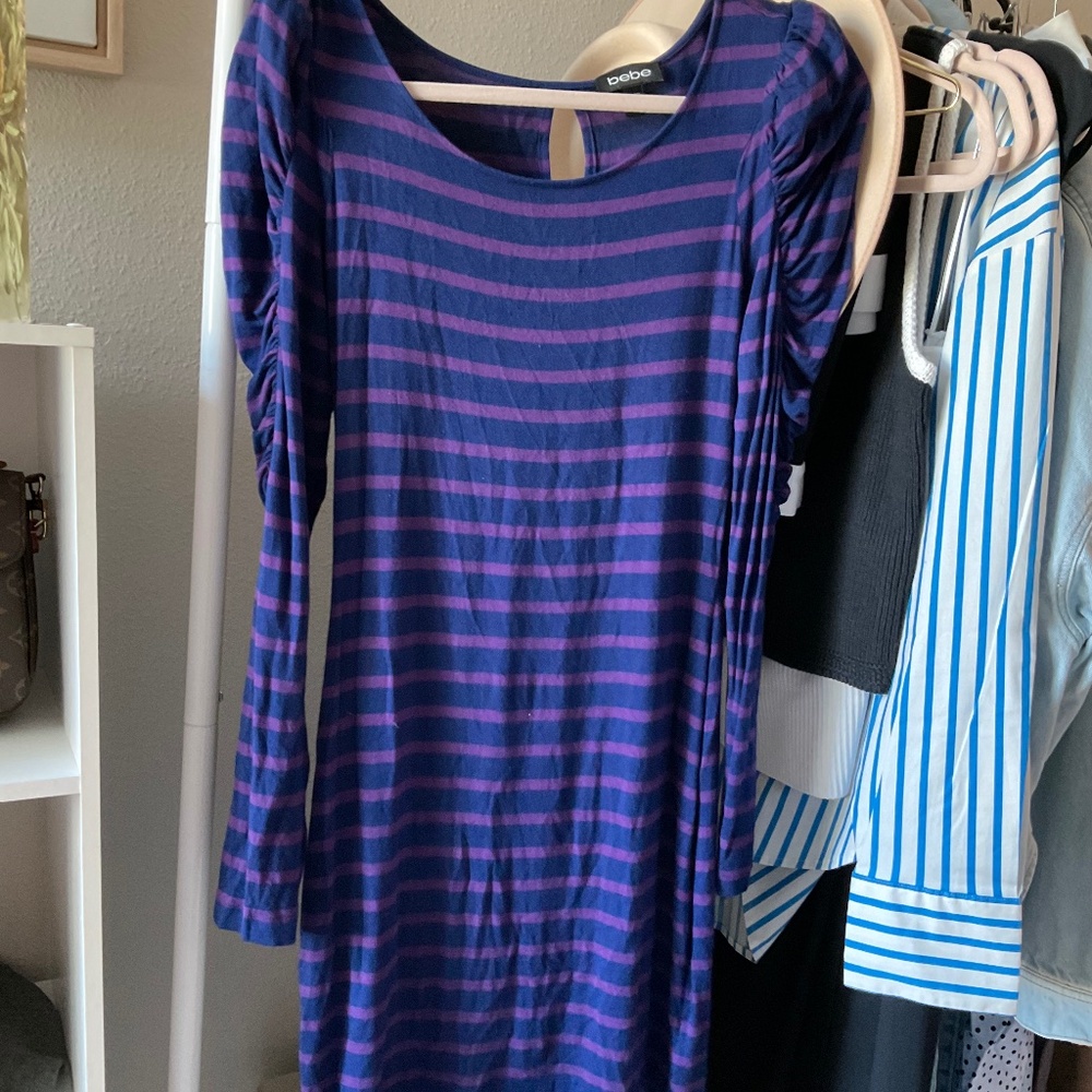 Bebe Striped Long Sleeve Dress